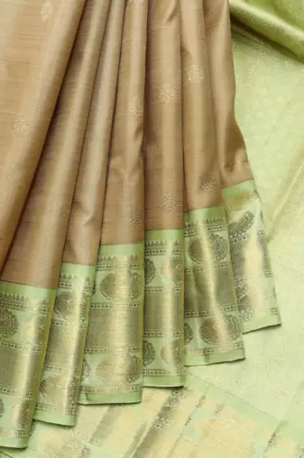 Oat beige pure zari silk saree