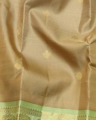 Oat beige pure zari silk saree with silk mark certified 3