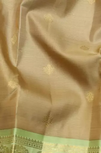 Oat beige pure zari silk saree with silk mark certified