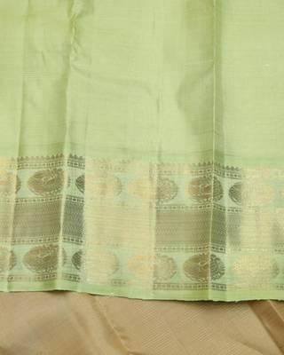 Oat beige pure zari silk saree with silk mark certified 4