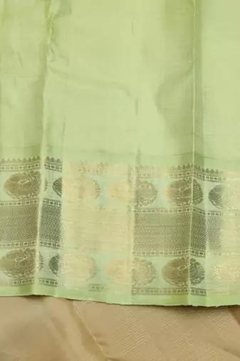 Oat beige pure zari silk saree with silk mark certified