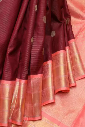 Chilli red pure zari silk saree