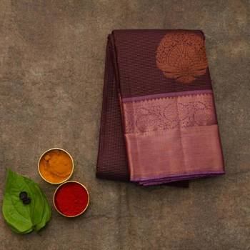 Vairaoosi brown silk saree with silk mark certified 1