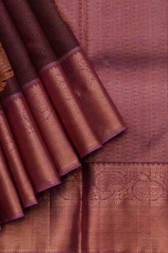 Vairaoosi brown silk saree with silk mark certified