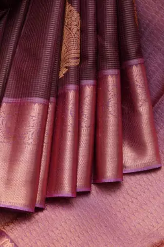 Vairaoosi brown silk saree with silk mark certified