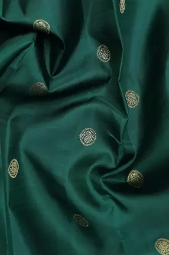 Green and blue pure zari silk saree with silk mark certified