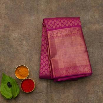 Magenta pink silk saree with silk mark certified 1