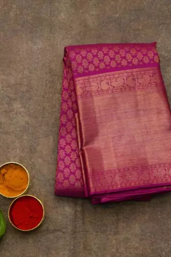 Magenta pink silk saree