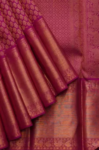 Magenta pink silk saree with silk mark certified
