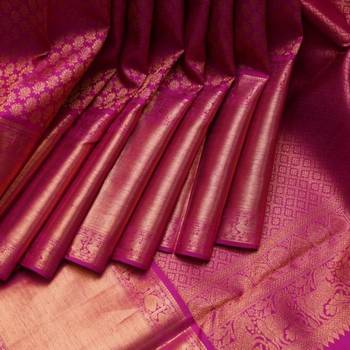 Magenta pink silk saree with silk mark certified 3