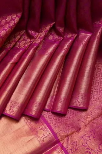 Magenta pink silk saree with silk mark certified
