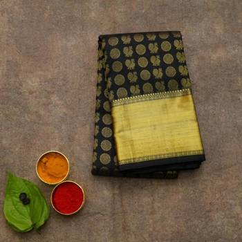 Black brocade silk saree with silk mark certified 1