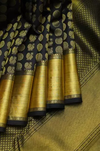 Black brocade silk saree with silk mark certified