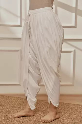 Wowhite cambric cotton dhoti yoga pants with drawstring waist