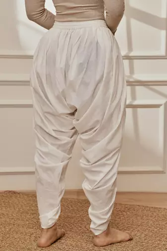 Wowhite cambric cotton dhoti yoga pants with drawstring waist