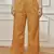 Wodusty saffron cotton linen straight yoga pants with adjustable buttons