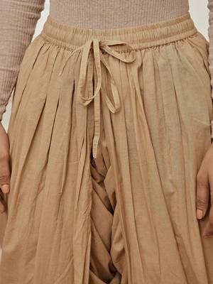Women's beige cambric cotton dhoti yoga pants with drawstring waist 4