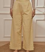 Wochiku cotton linen straight yoga pants with adjustable buttons