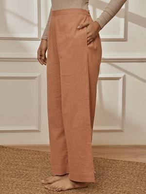 Worose pink cotton linen straight yoga pants with adjustable buttons 3