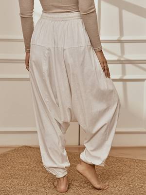 Wowhite cotton lycra harem yoga pants with drawstring & elasticated waist 3