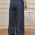 Women's navy blue cambric joggers yoga pants with geometric embroidery