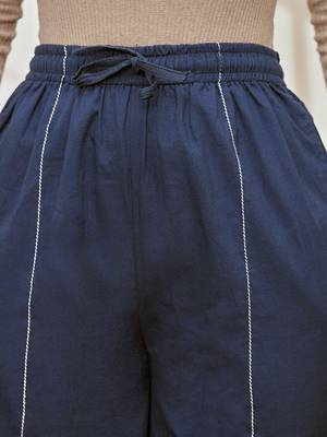 Wonavy blue cambric joggers yoga pants with geometric embroidery 4