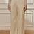 Women's beige cotton linen straight yoga pants with adjustable buttons