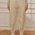 Women's beige cotton linen straight yoga pants with adjustable buttons