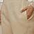 Women's beige cotton linen straight yoga pants with adjustable buttons