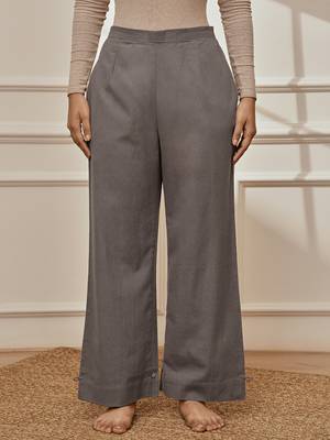 Wogrey cotton linen straight yoga pants with adjustable buttons 1