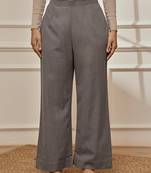 Wogrey cotton linen straight yoga pants with adjustable buttons