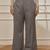 Women's grey cotton linen straight yoga pants with adjustable buttons
