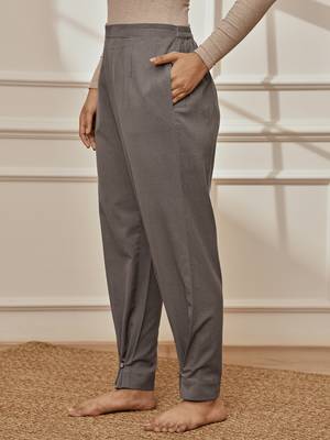 Wogrey cotton linen straight yoga pants with adjustable buttons 2