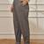 Women's grey cotton linen straight yoga pants with adjustable buttons