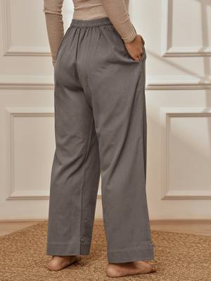 Wogrey cotton linen straight yoga pants with adjustable buttons 3