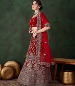 Red Semi-Stiched Heavy Zari Embroidery Velvet Lehenga Choli 
