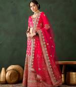 Pink Semi-Stiched Heavy Zari Embroidery Silk Lehenga Choli