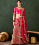 Pink Semi-Stiched Heavy Zari Embroidery Silk Lehenga Choli