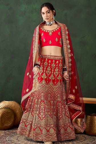 Maroon Semi-Stiched Heavy Zari Embroidery Silk Lehenga Choli 