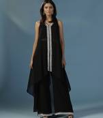 Black georgette embroidered kurta with pant