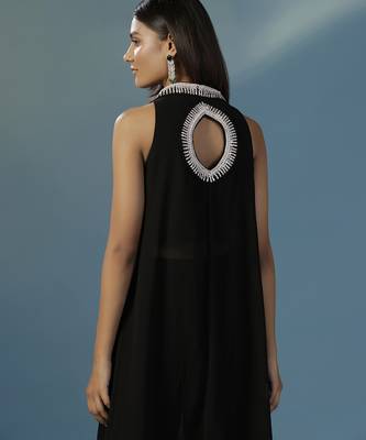 Black georgette embroidered kurta with pant 2