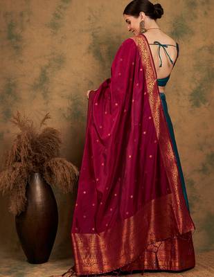teal Green Semi-Stiched Weaving Work Banarasi Silk Lehenga Choli 4