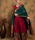 wine Semi-Stiched Weaving Work Banarasi Silk Lehenga Choli