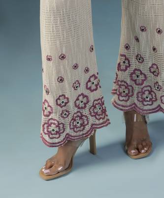 White silk embroidered tunic with pant 4