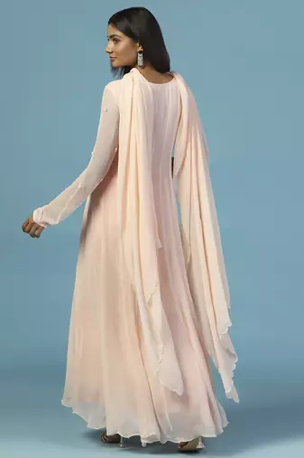 Pink georgette embroidered anarkali