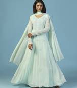 Blue georgette embroidered anarkali