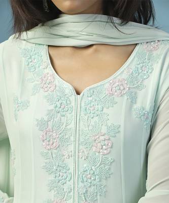 Blue georgette embroidered anarkali 2