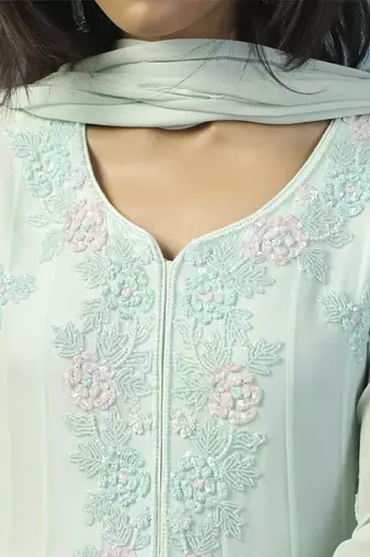 Blue georgette embroidered anarkali