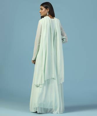 Blue georgette embroidered anarkali 3