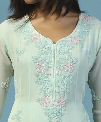 Blue georgette embroidered anarkali 5